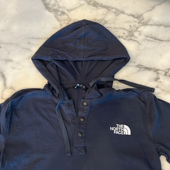 North Face hoodie 3 button snap pullover top sz S navy - Picture 1 of 4